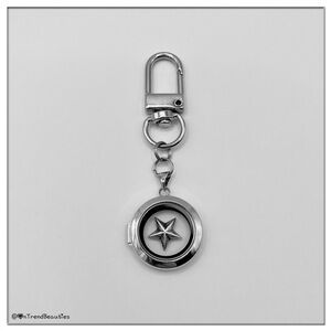 Stainless Steel Glass Floating Locket, Sterling Silver Star Charm, Bag Charm